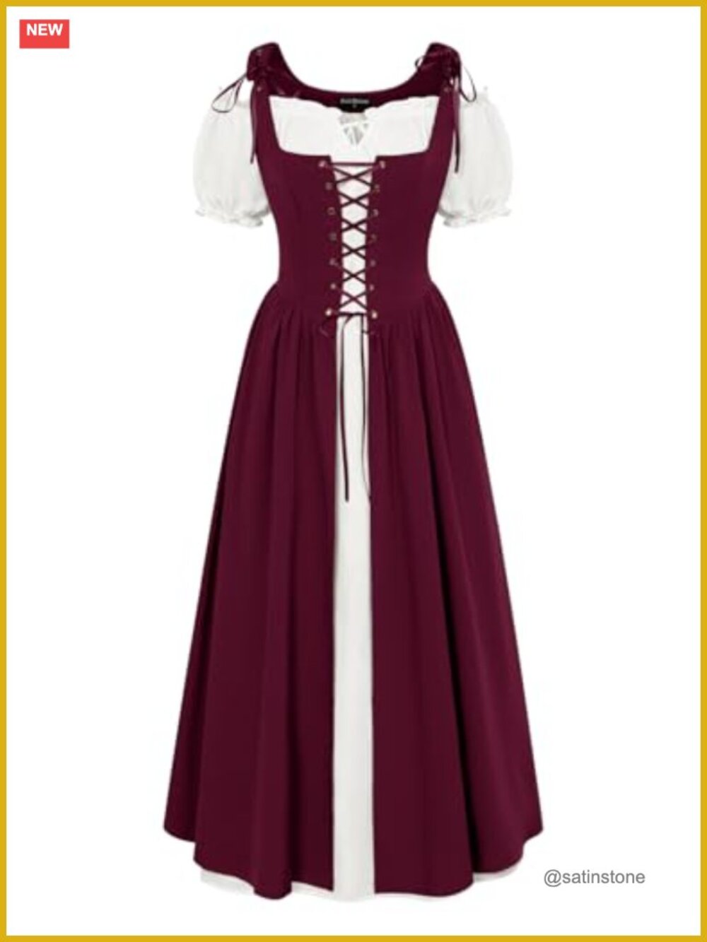 Renaissance Costume 2 Piece Lace Vest Dress Chemise Medieval